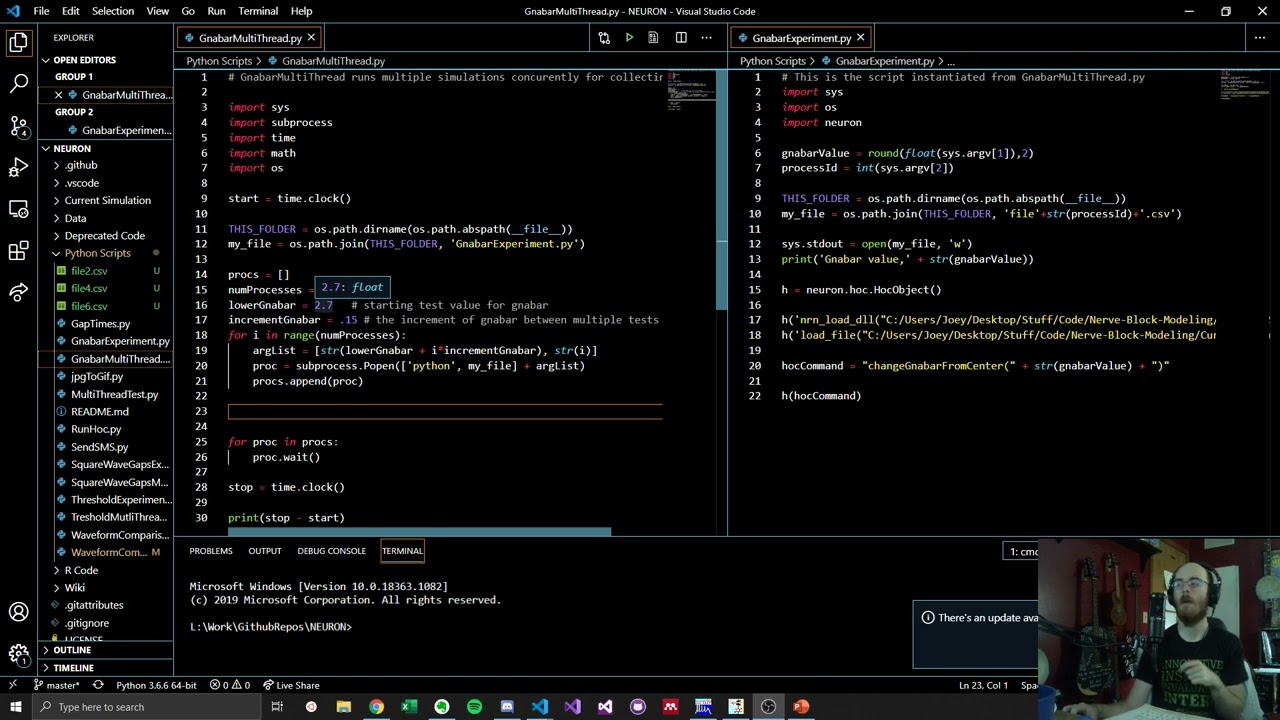 Multithreading NEURON with Python