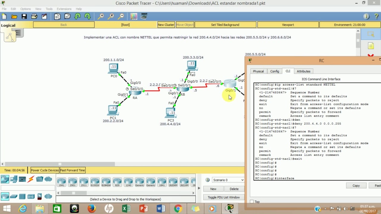 Como configurar ACL est&aacute;ndar nombrada en packet tracer