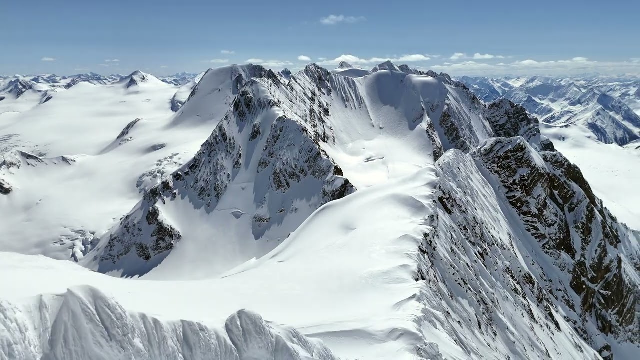 Skiing Mt Freshfield SE face