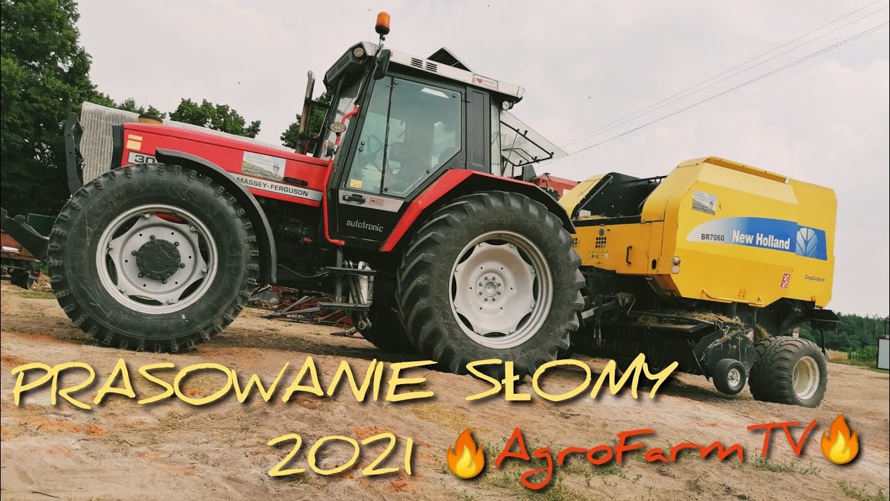PRASOWANIE SŁOMY 2021 / NEW HOLLAND BR7060 / MASSEY FERGUSON 3080 / LATO 2021 / AgroFarmTV/