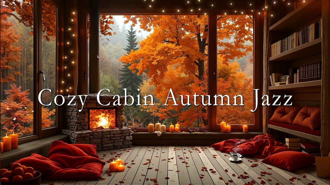 Cabin Autumn Jazz 🍂 Cozy Ambience with Smooth Fall Jazz Music for Relaxing & Peaceful Moments 🎷🍁