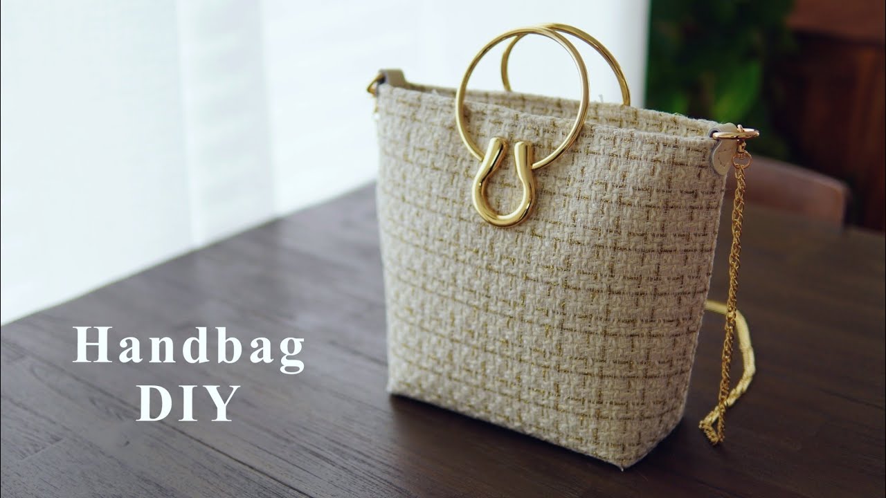 DIY Handbag with Metal Handle | Handbag Sewing Tutorial | How to assemble metal handle and chain