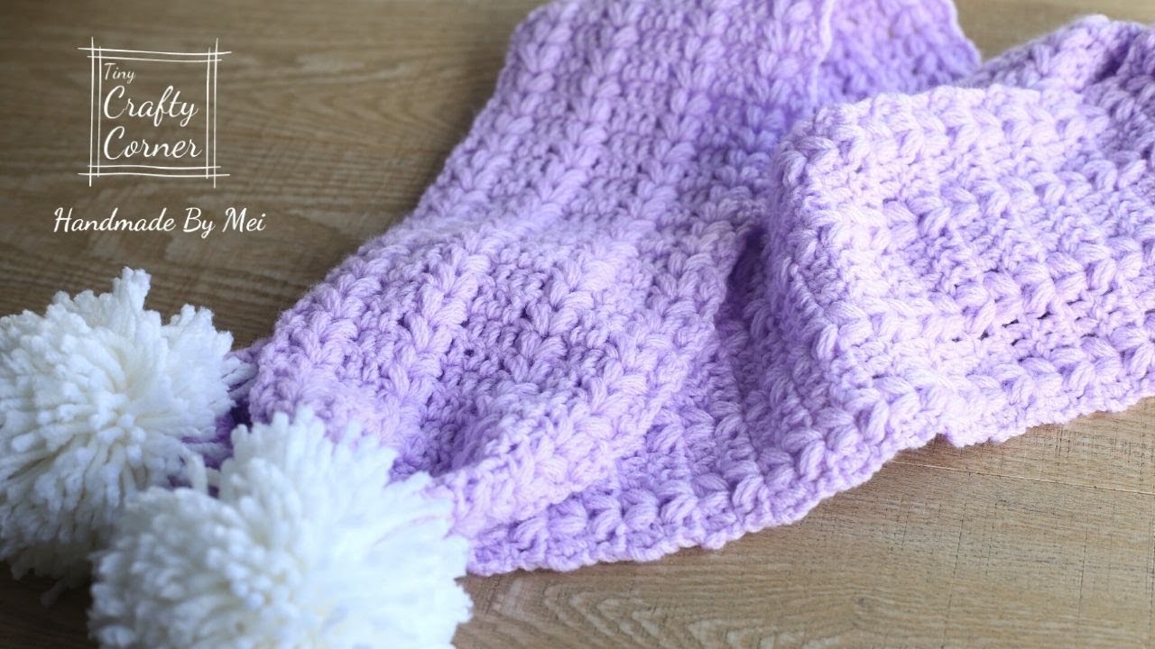 Crochet Kids Scarf Tutorial With Pompoms