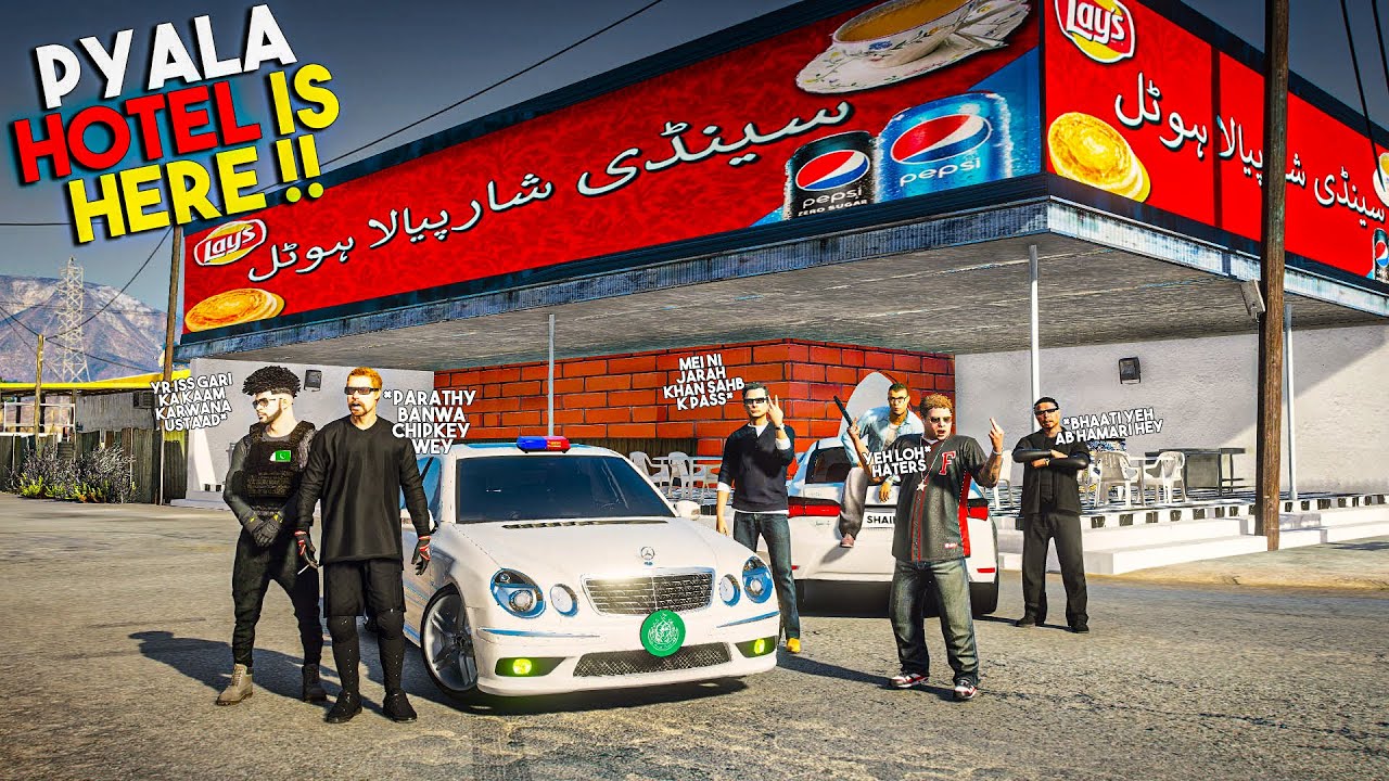 USTAAD AND THE SHAPATARS VISIT PYALA HOTEL | REAL LIFE MOD | GTA 5 PAKISTAN