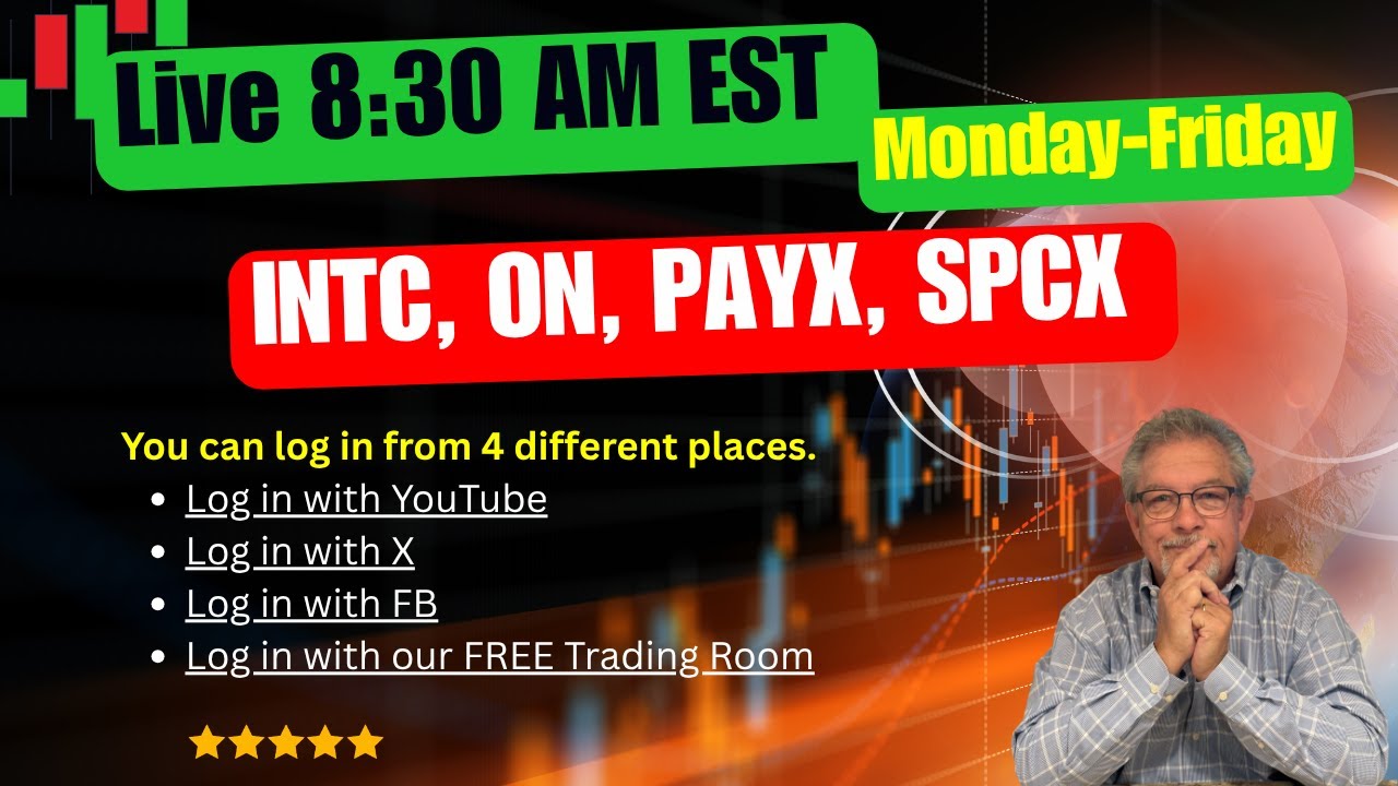 🟢Live Monday Charts & Targets, INTC, ON, PAYX, SPCX