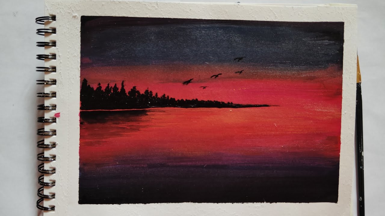 Sunset Acrylic Painting🎨 || Technique Hacks for Beginners 
