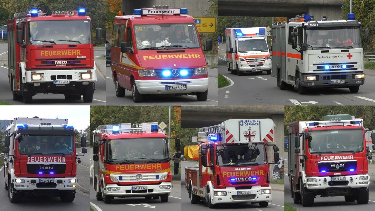 Katastrophenschutz! Freiwillige Feuerwehr Andernach LZ Miesenheim, Plaidt & DRK auf Einsatzfahrt