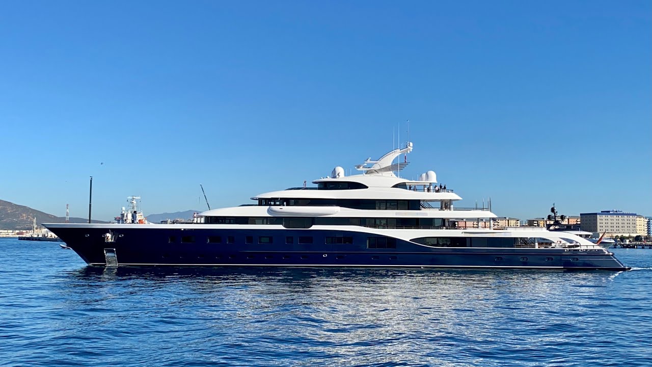 Superyacht Symphony, 101m Feadship departing Gibraltar, also footage of S/Y Aquarius & Seven Sins