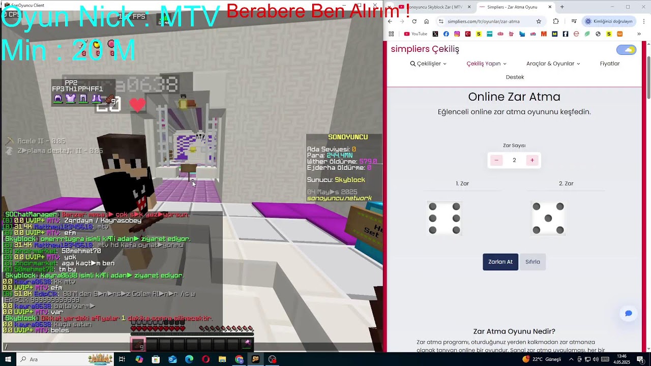 Sonoyuncu Skyblock Zar ( MTV )