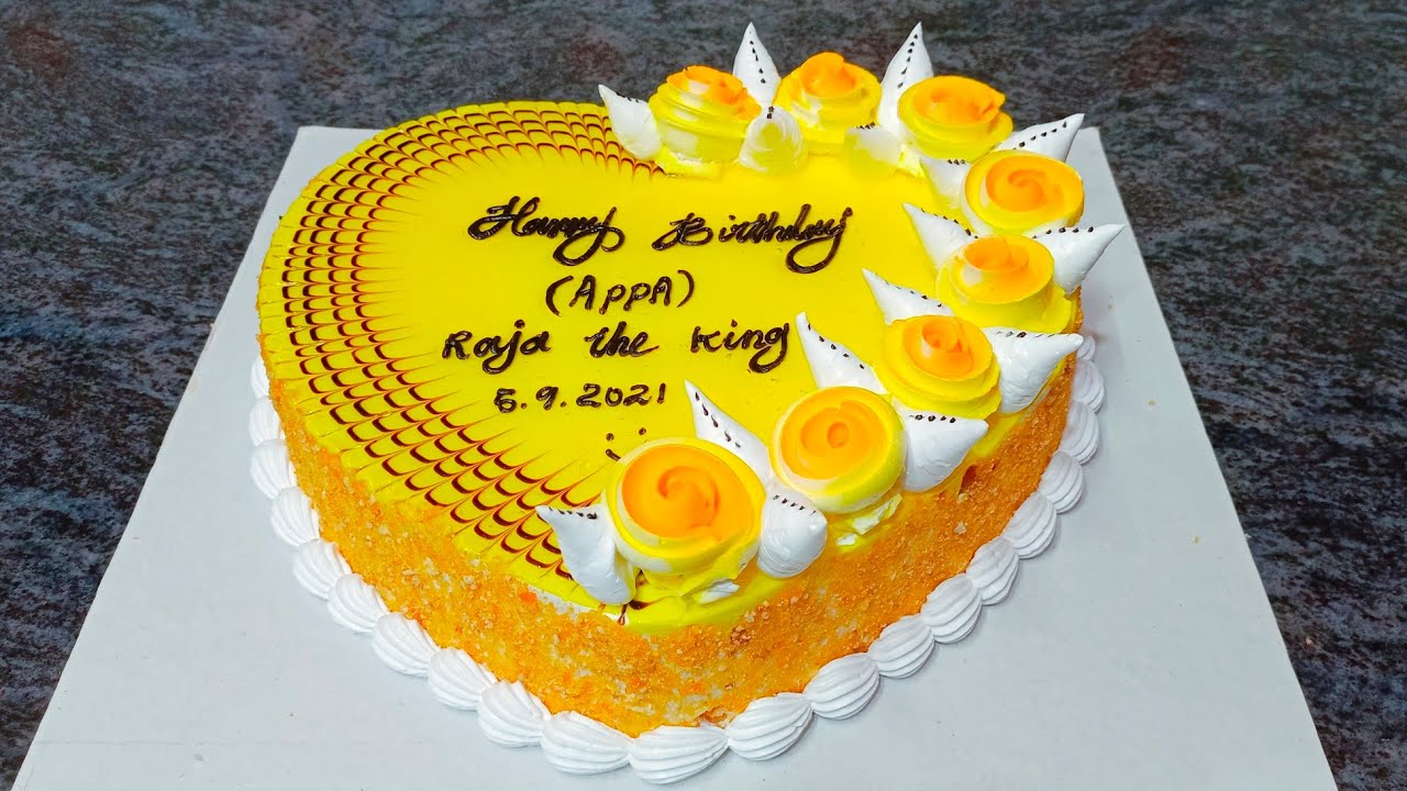 Nutella butter Scotch Heart shape cake model|yellow gel flower design