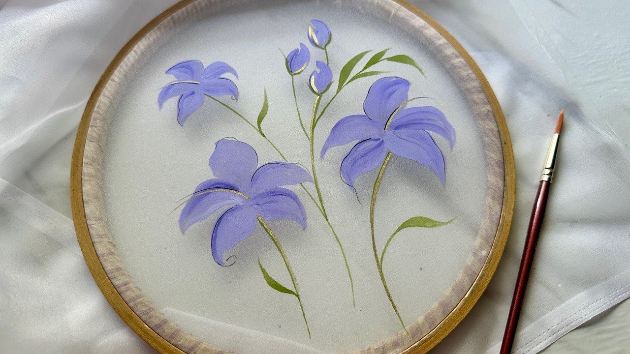 Floral Fabric Painting | Organza Fabric Painting for Beginners