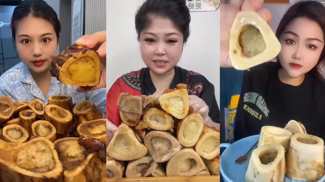 Chinese Food Mukbang Eating Show | Red beef bone marrow | Beef Bone Marrow Challenge #399
