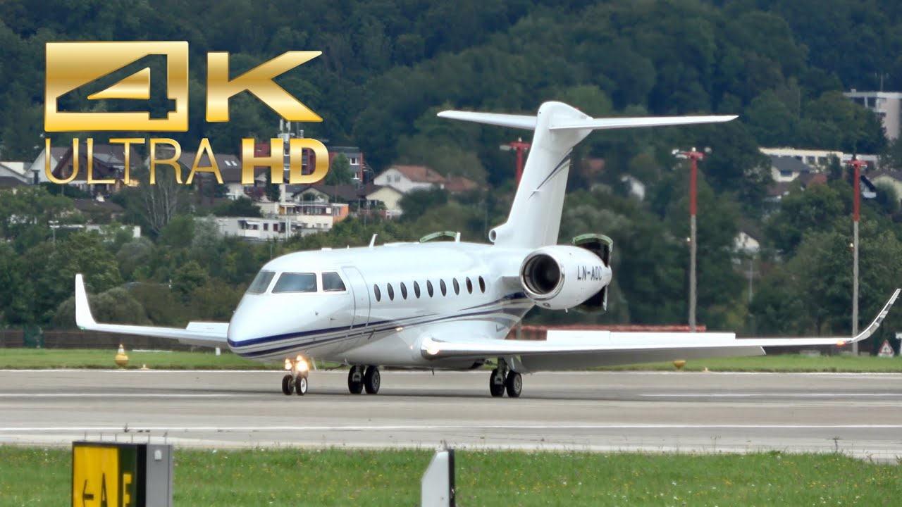 (4K) Gulfstream G280 from Sundt Air LN-AOC arrival at Zurich Airport ZRH LSZH