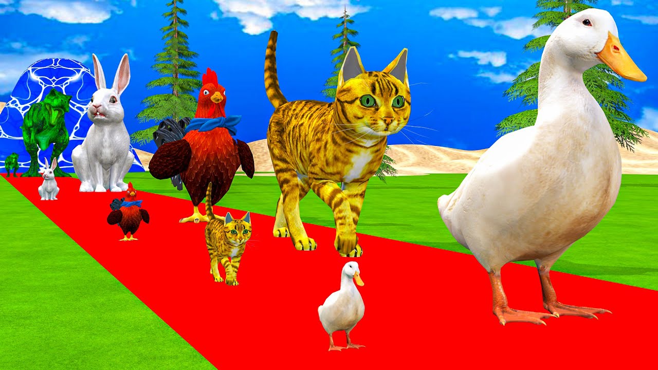 Long Slide Game With Cow Elephant Gorilla Hippopotamus Tiger 3d Animal Game Funny 3d Animals