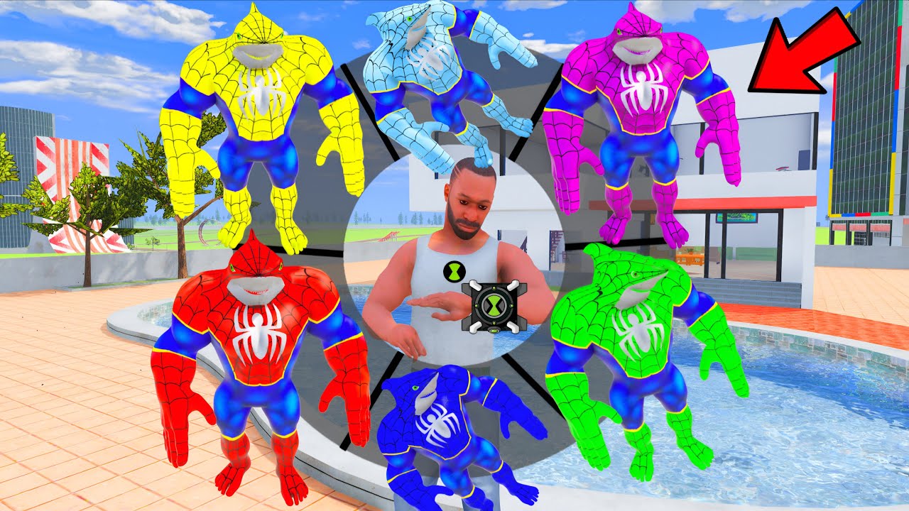 Franklin Playing As ALL SHARK SPIDERMAN In INDIAN BIKE DRIVING 3D