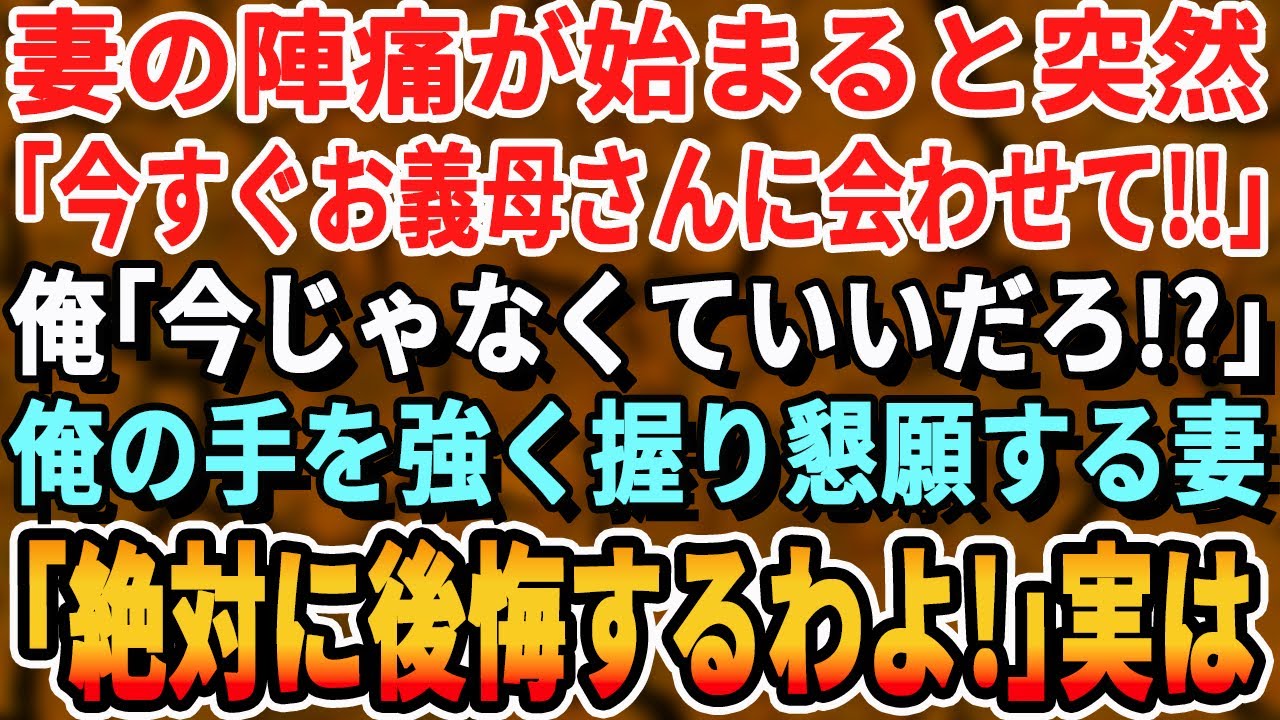 【感動する話】妻の陣痛が始まると「今すぐあなたのお母さんに合わせて！」俺「今じゃなくていいだろ！？」俺の手を強く握り、妻「絶対後悔するから！」➡実は...【泣ける・いい話・新作・スッキリ・ほっこり】
