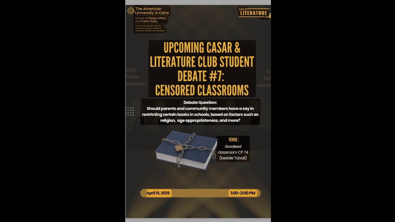 CASAR Student debate Series#7: Should​ parents​ ​ have​ a​ say​ in ​restricting​ certain​ books​?