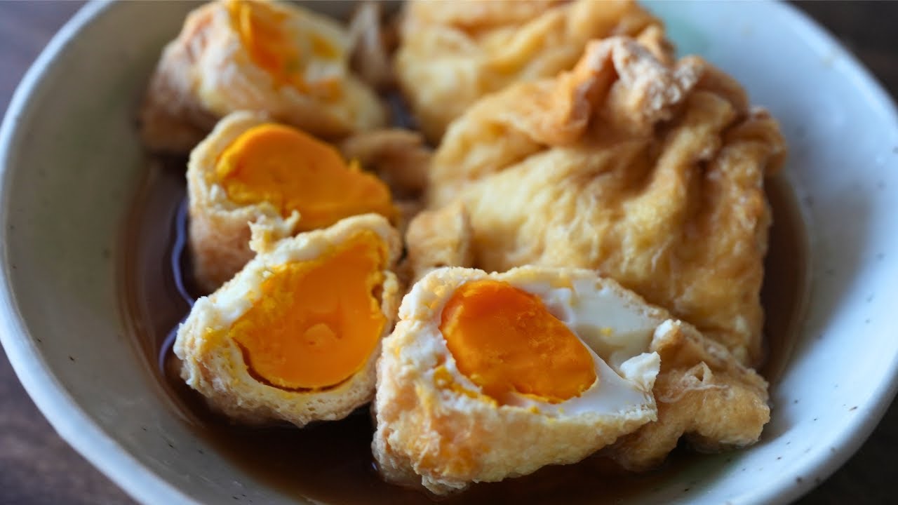 Abutama (Eggs in fried tofu pouch) 【だしがたっぷり染み込んだ】あぶたま