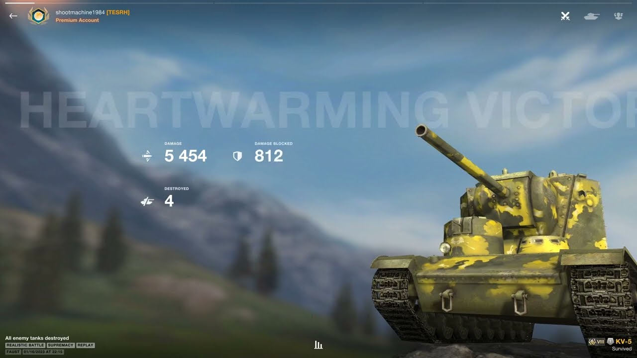 World of Tanks Blitz 9.6 KV-5 Faust 5454dmg 4kills Realistic carry