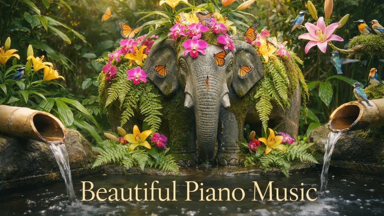 Beautiful Piano Music – Peaceful Relaxing Music with Bamboo Water Sounds