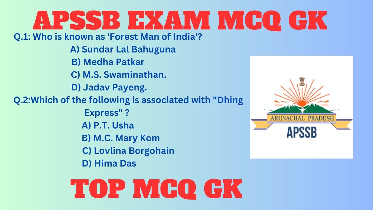 APSSB EXAM MCQ GK TOP MCQ GK