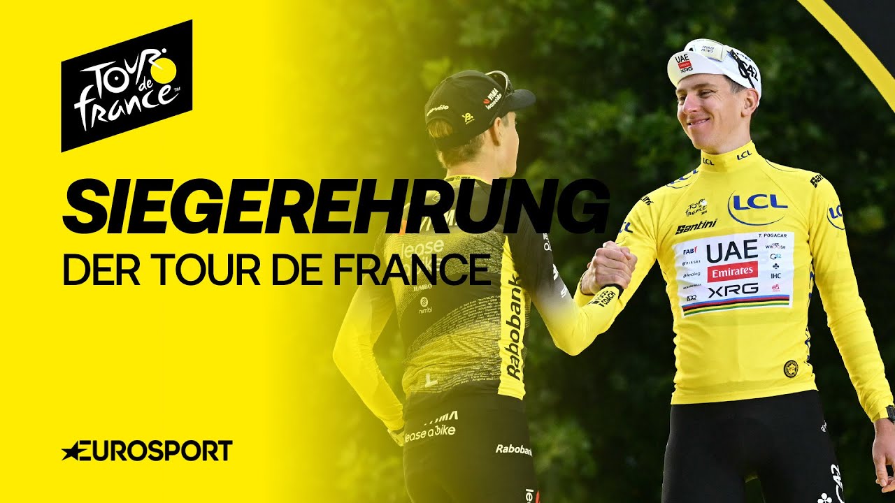 Tour de France 2025 | Komplette Siegerehrung in Paris mit Pogacar, Vingegaard und Lipowitz | deutsch