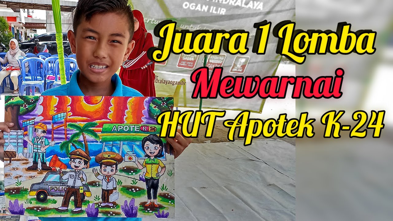 Juara 1 Lomba Mewarnai HUT Apotek K-24 di Indralaya Palembang #lombamewarnai #juaralombamewarnai