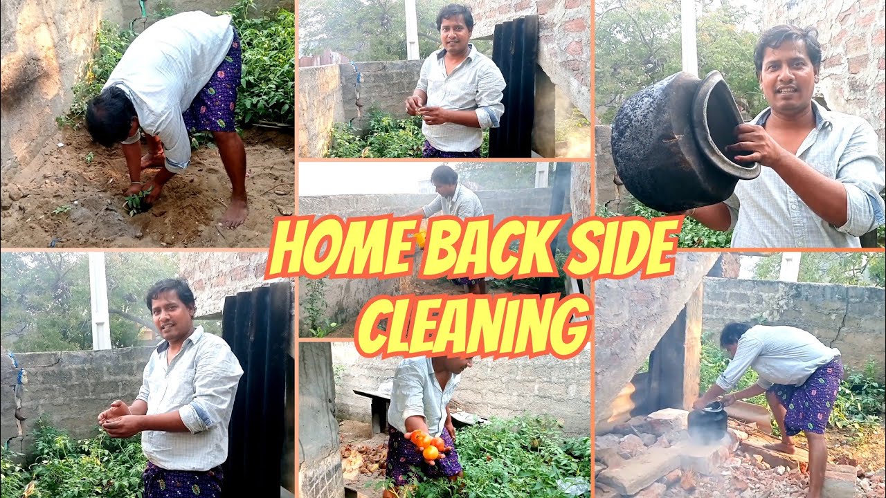 Home back side cleaning🧹ఇలాంటిభోజనం కొంచెం తిన్నాచాలు #niharikavillagehomeentertainments#happyfamily