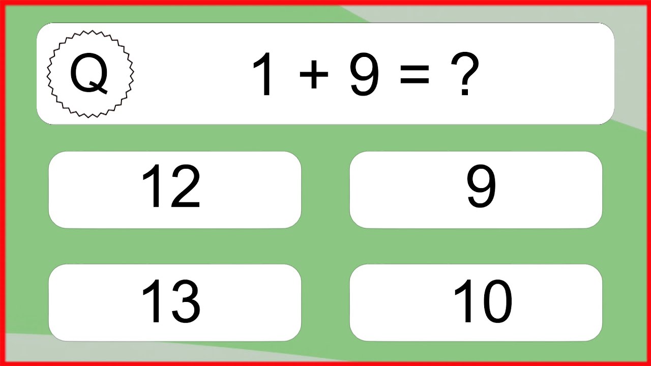 20 Math Quiz Exercises for First Grade Kids (One Digit Addition)