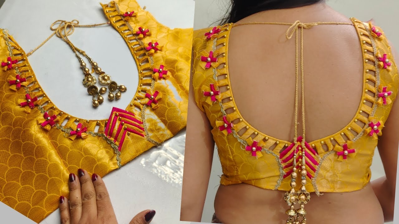 Very pretty and stylish blouse design cutting and stitching