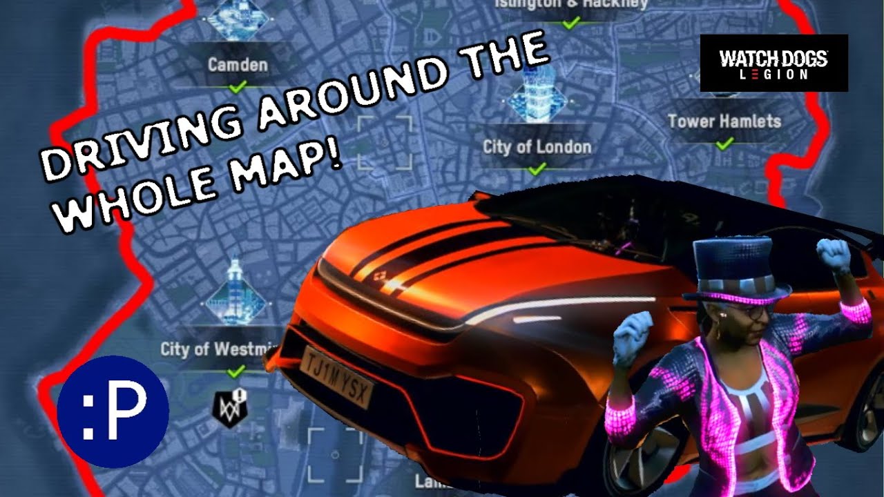 Watch Dogs Legion TIMELAPSE Driving the Edge of the Map, The Scenic Route Ep4