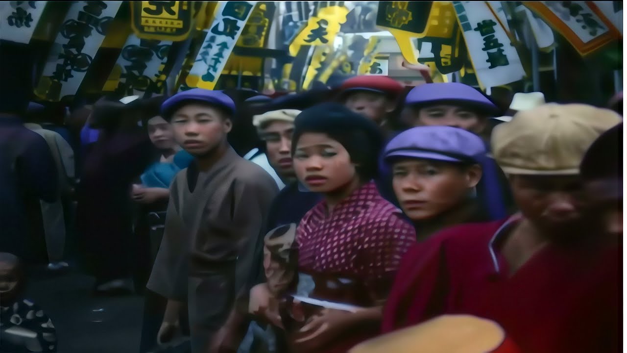 Japan Late 1920s in color [60fps,Remastered] w/sound design added