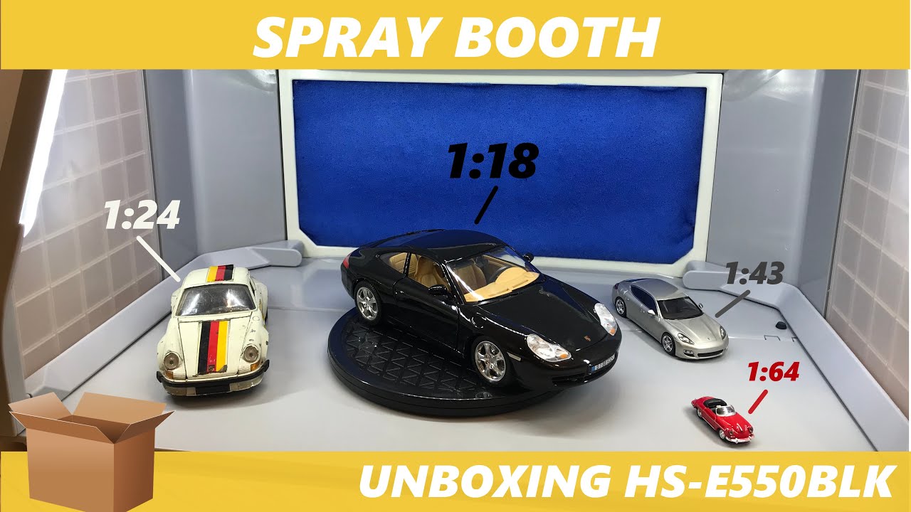 UNBOXING Spray booth HS-E550BLK VS LK for scale modelling, short review, fan and working area test