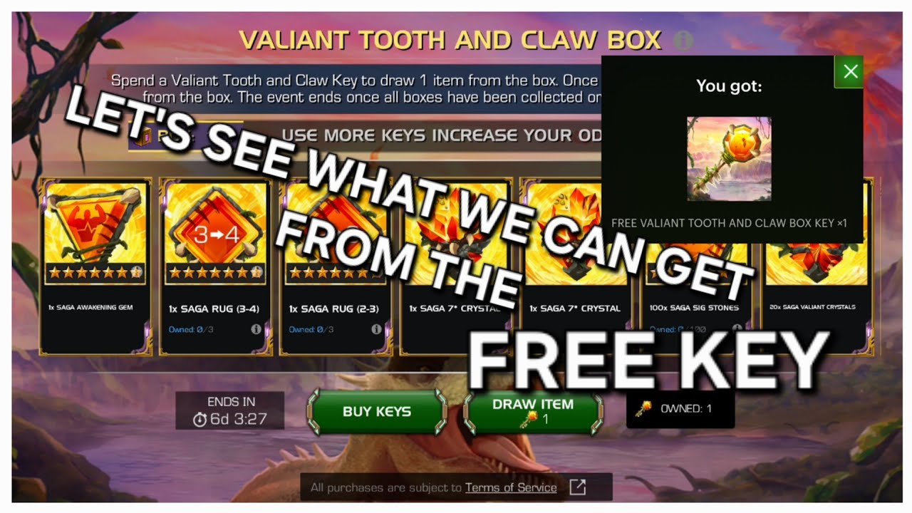 MCOC Free Tooth and Claw Box Key, Let See What We Can Get From It