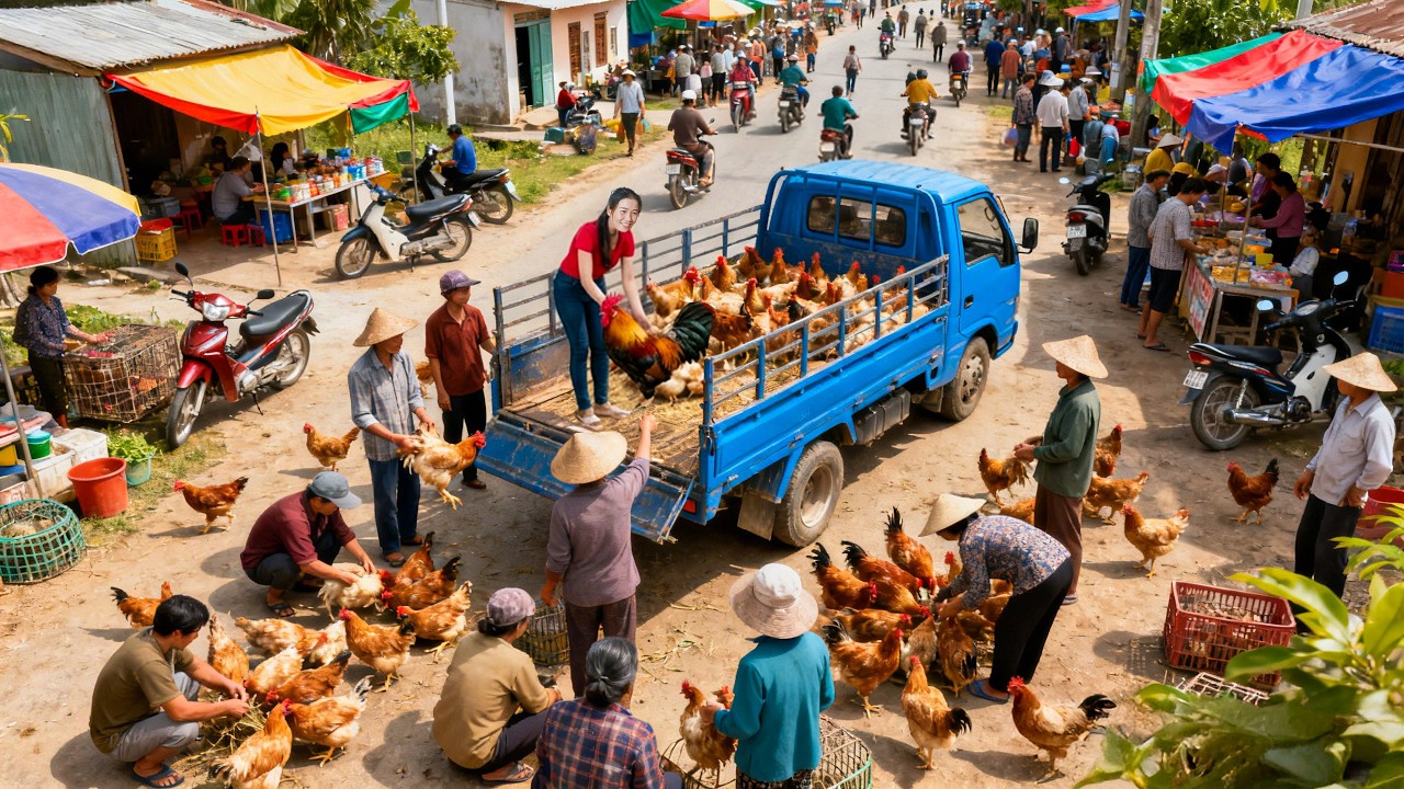 Harvesting 150+ Chickens by Truck on the Farm to Sell at the Market | Rural Village Life 🐔🚚
