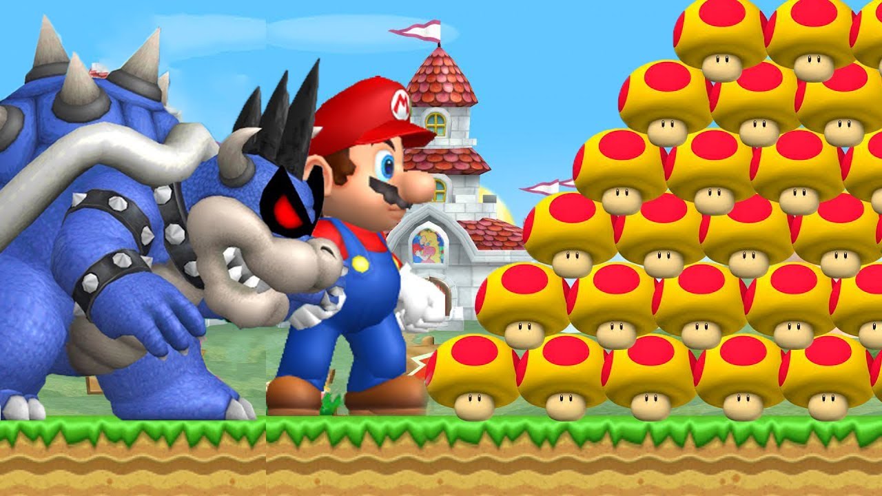 Can Mario & Dark Bowser use 999 Mega Mushrooms in New Super Mario Bros. Wii?