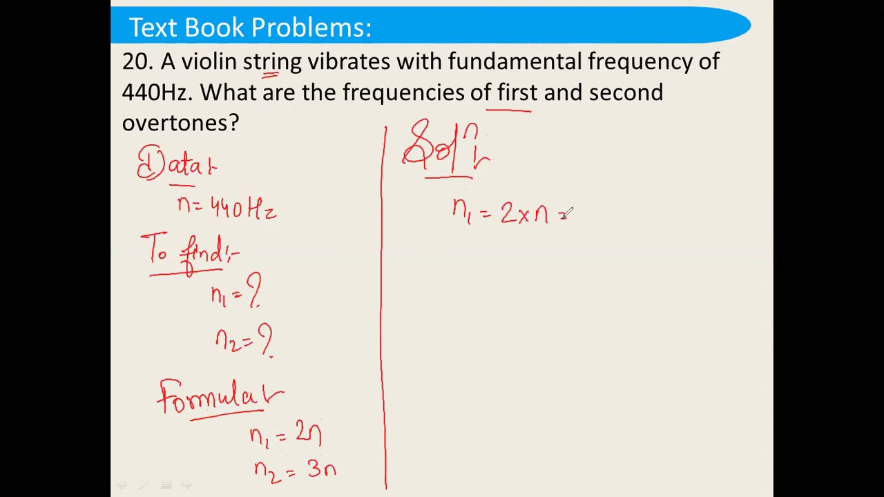A violin string vibrates with fundamentalfrequency of 440Hz. What are thefrequencies of first and se