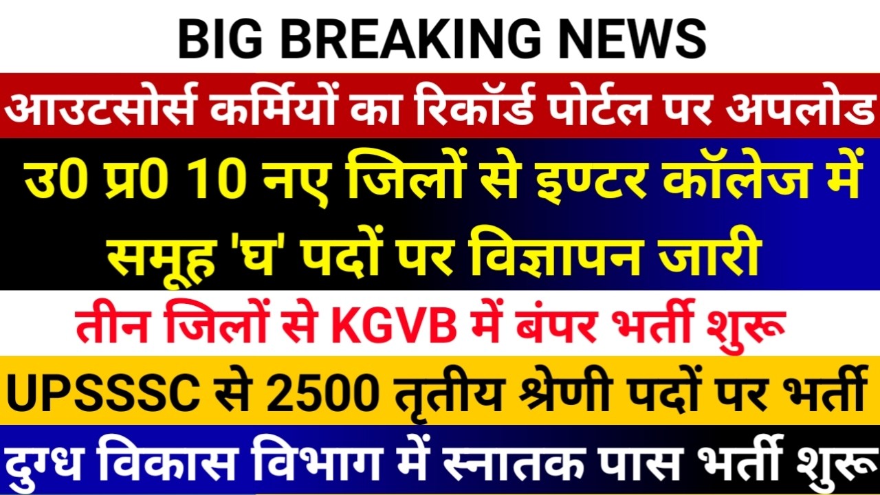 उ0 प्र0 10 नए जिलों से सरकारी इण्टर कॉलेज में चपरासी भर्ती विज्ञापन जारी | आउटसोर्स कर्मियों की News