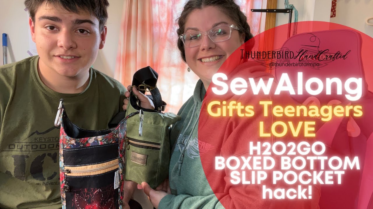 Sew Along Gifts for Teens - H2O2GO Sling Hack Boxed Bottom & Zip Pocket Using Fun Fabric Panels