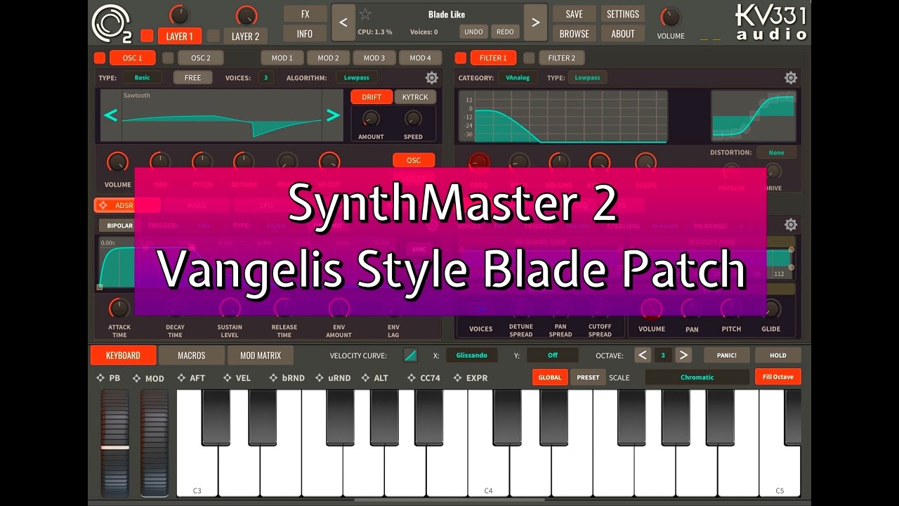 SynthMaster 2 Tutorial - Majestic Vangelis Style Blade Patch - Pad & Lead - for the iPad