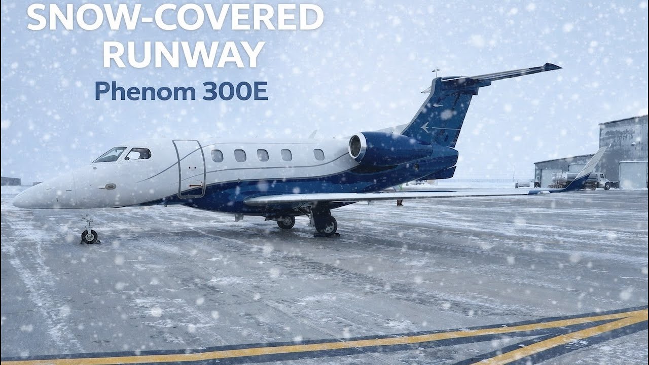 Near Whiteout Landing on a Snow-Covered Runway | Phenom 300E Cockpit View