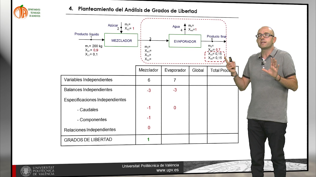 Planteamiento del Análisis de Grados de Libertad en problemas de balances de materia |  | UPV