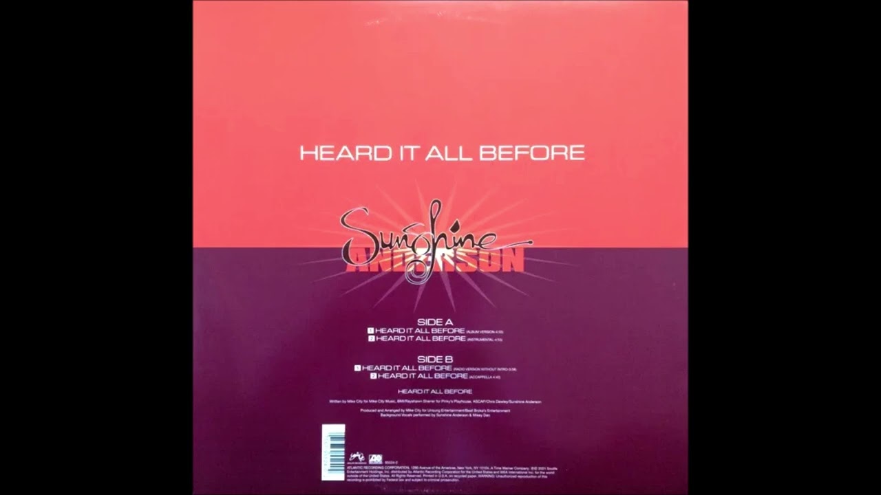 Sunshine Anderson - Heard It All Before Extended Remix