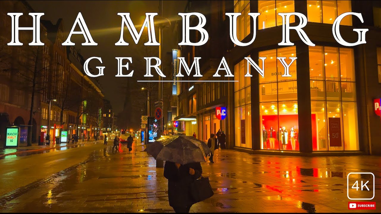 Hamburg, Germany 🇩🇪 | Rainy ☔️  Evening Walk | Ambience Natural Sound | 4K 60fps  #subscribe
