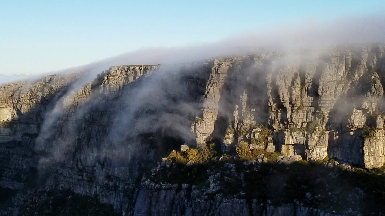 Orographic Waterfall Clouds-Table Mountain Near Cape Town Sept 2017