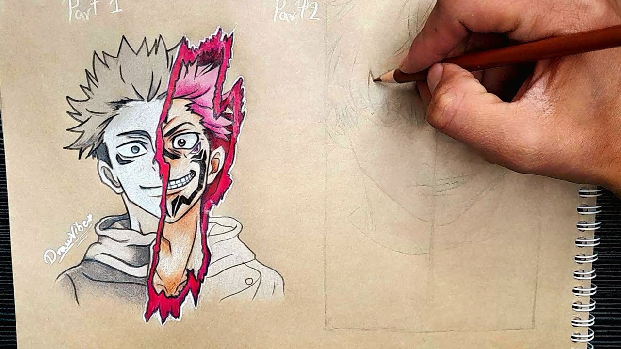 Two Sides of One Character | Dark Anime Drawing Process (Part 1 & 2)