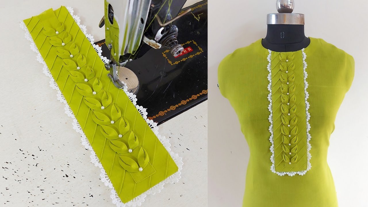 Fabric Patti, Pearls और Pintucks के साथ बनाएं एकदम नया Neck डिज़ाइन | Neck Design with Pearls