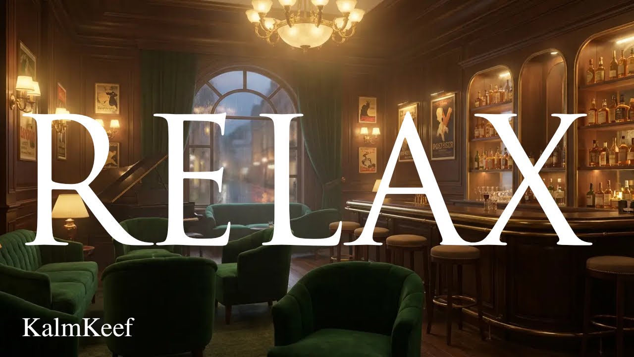 Relaxing Jazz Lounge Ambience | Cozy Bar with Rain Outside