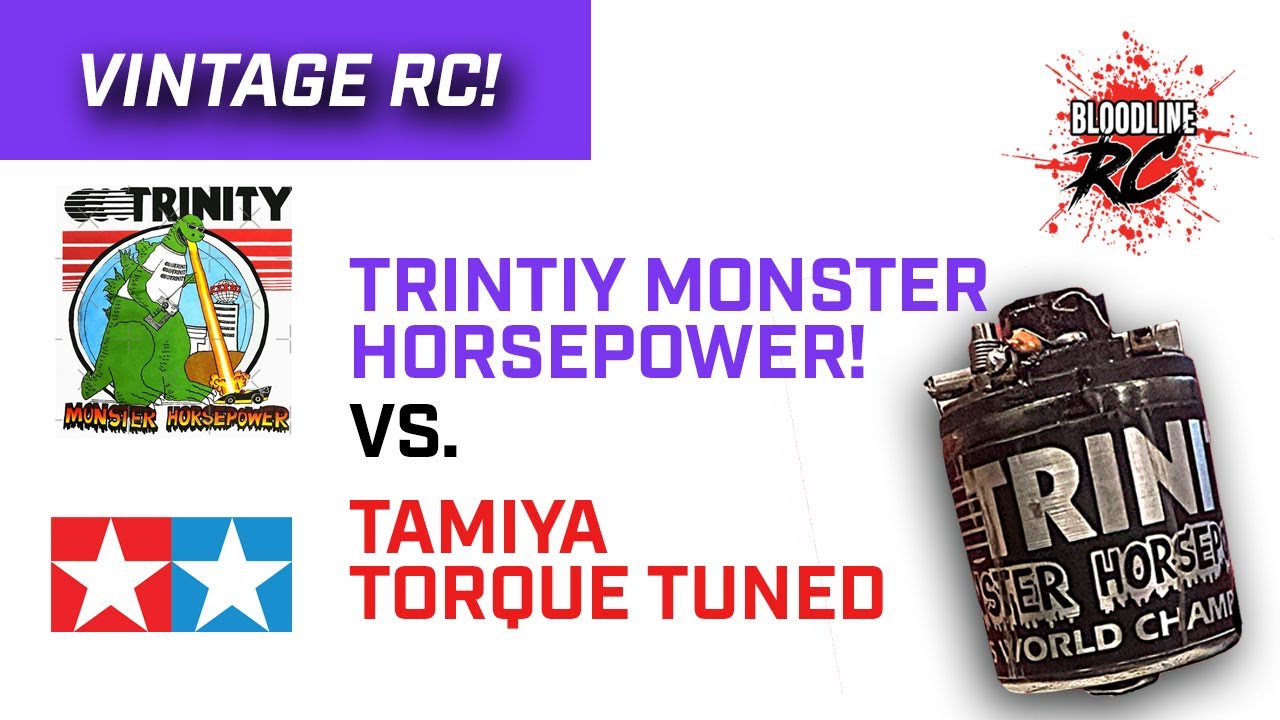 Vintage RC Motors Trinity Monster Horsepower versus TAMIYA Torque Tuned!