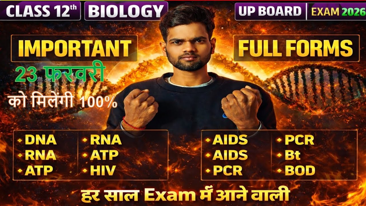 Class 12th महत्वपूर्ण Full Forms 23 फरवरी को 100% 🔥 मिलेगी viral Biology Que #upboard2026 #class12th